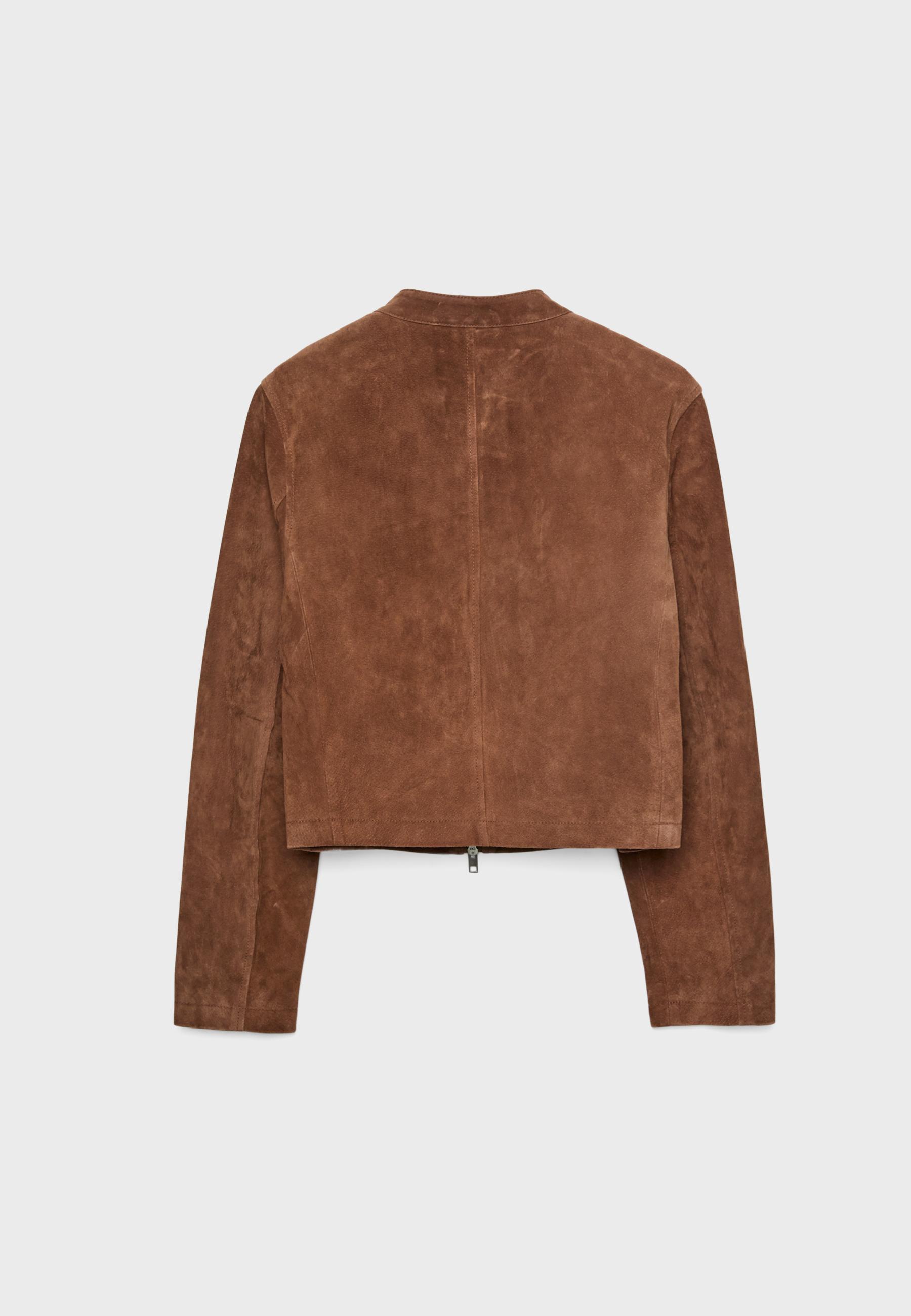 100% leather biker jacket — Brown