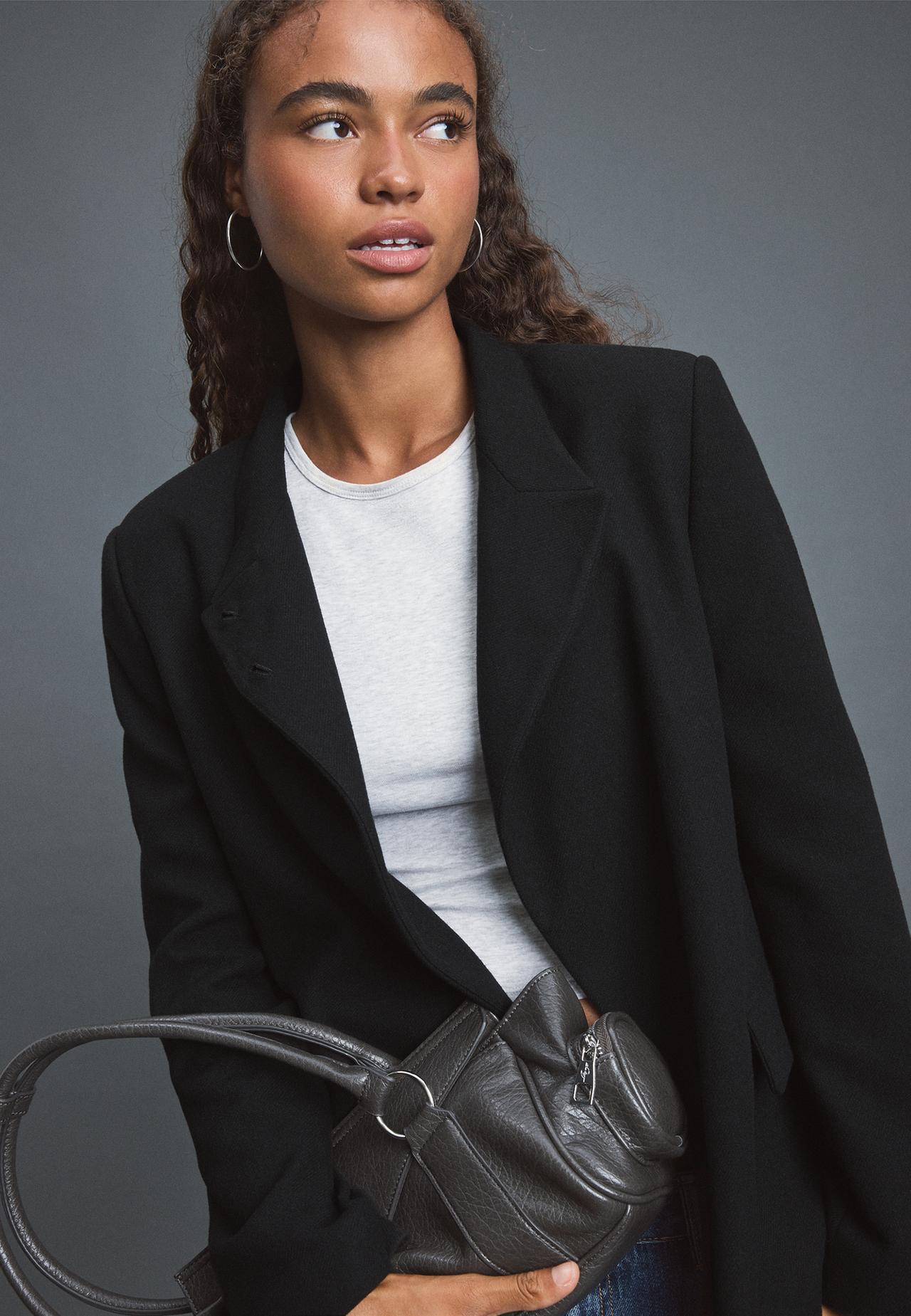 Asymmetric cloth blazer — Black