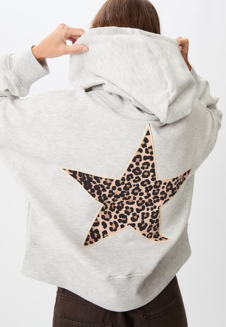 sudadera capucha estrella leopardo