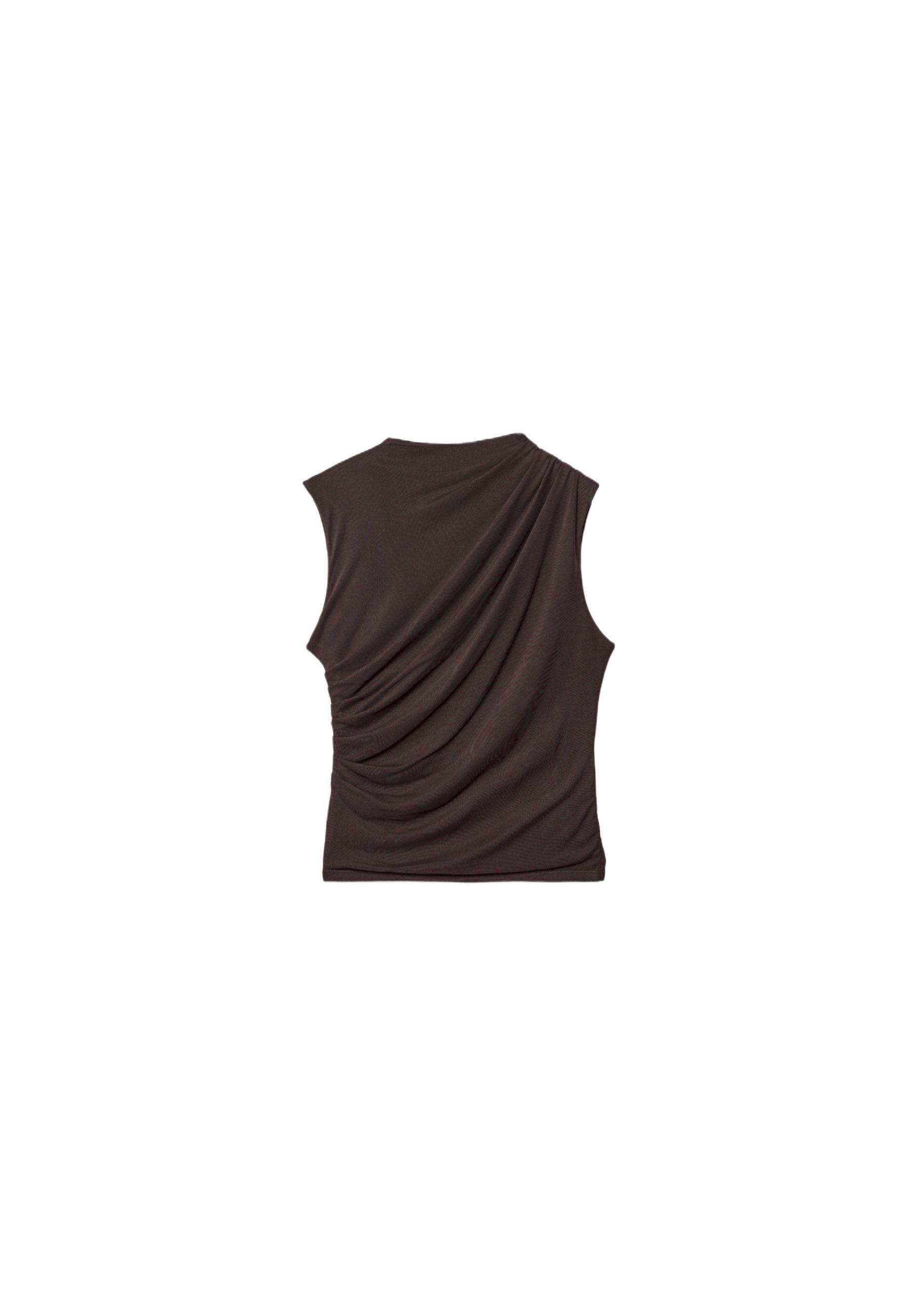 Gathered tulle T-shirt — Brown