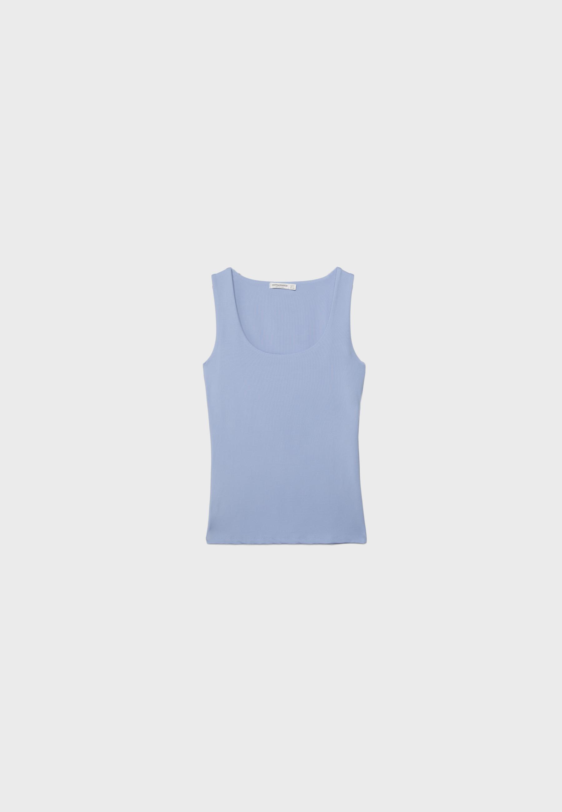 Polyamide wide-strap T-shirt — Sky blue