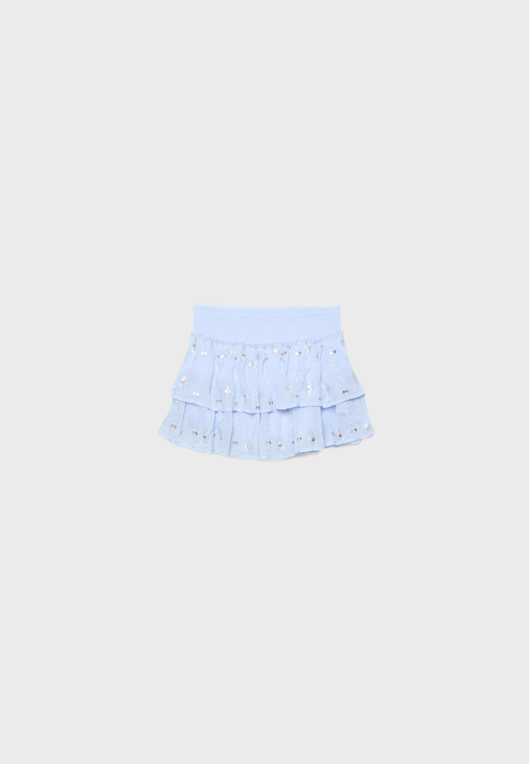 Embroidered mini skirt — Sky blue