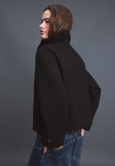 Short shawl neck coat — Black 5