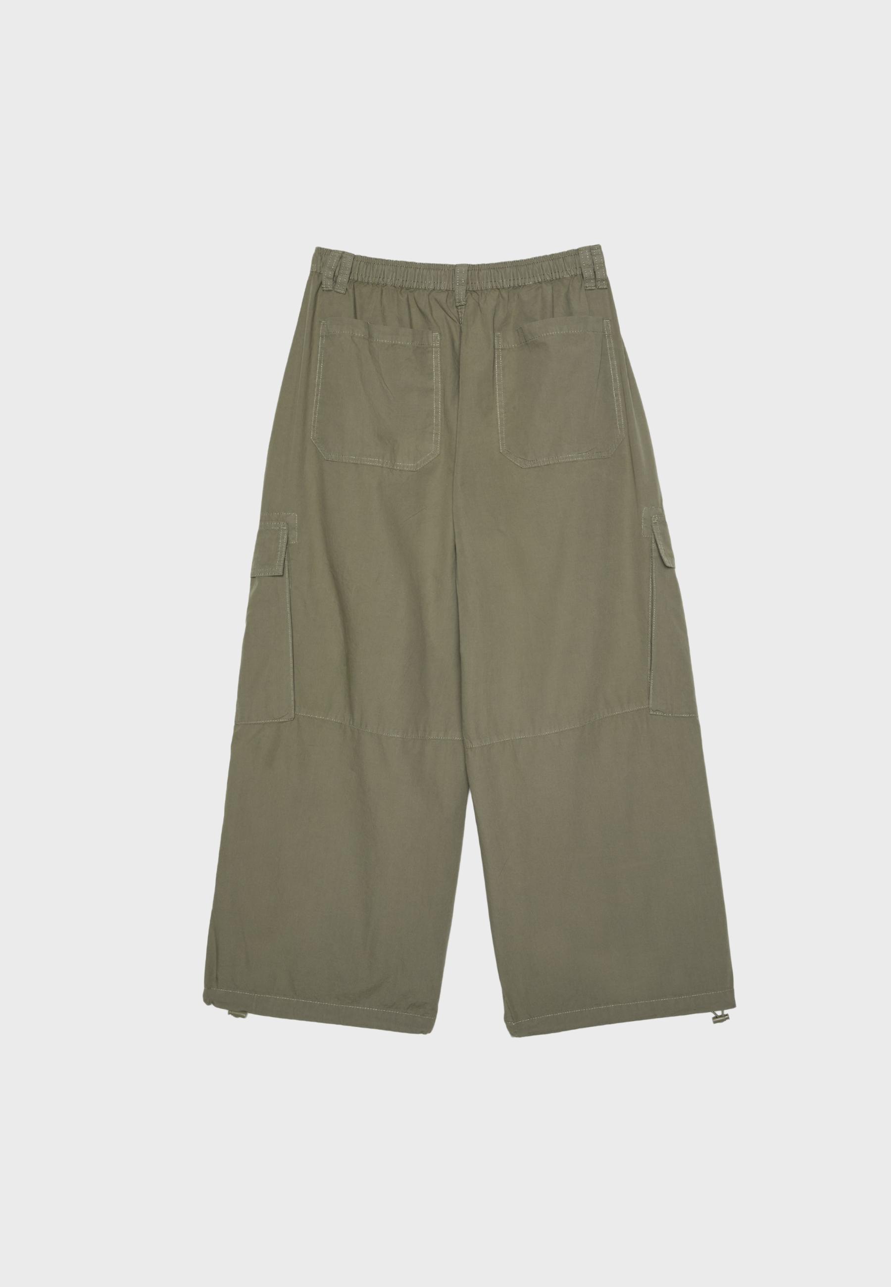 Poplin trousers with stoppers — Khaki