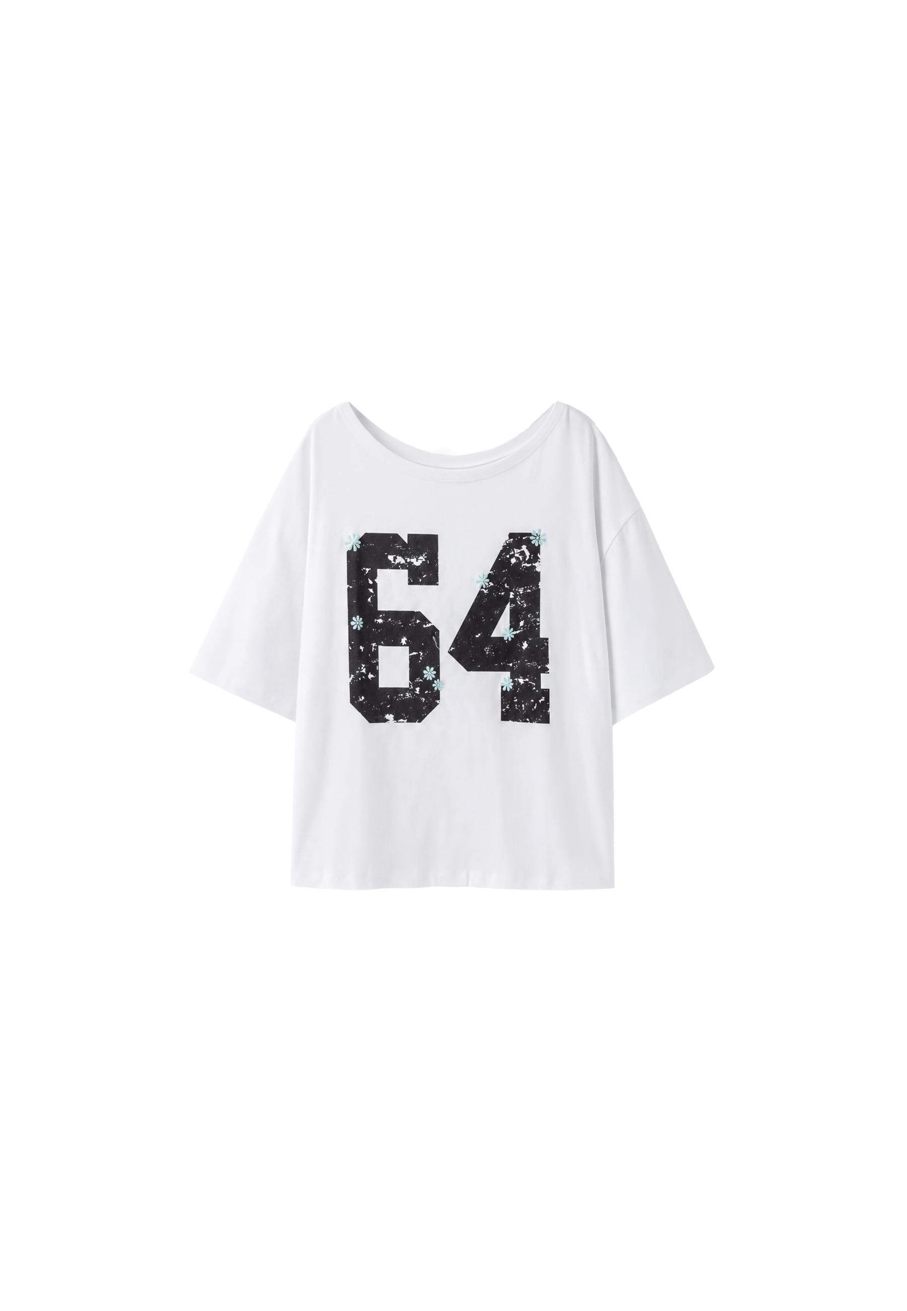 Positional print T-shirt — Ecru