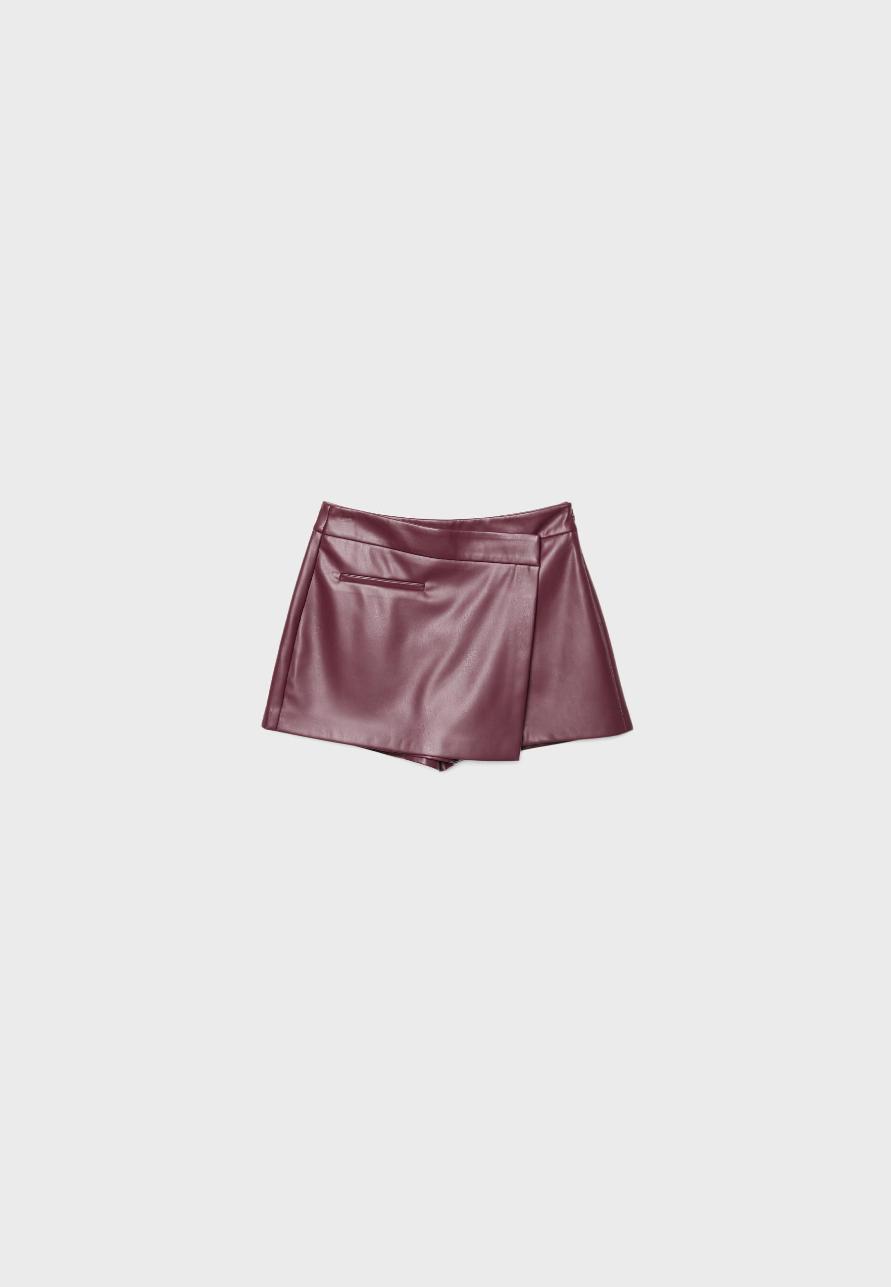 Jupe culotte portefeuille en similicuir Mode femme Stradivarius Worldwide