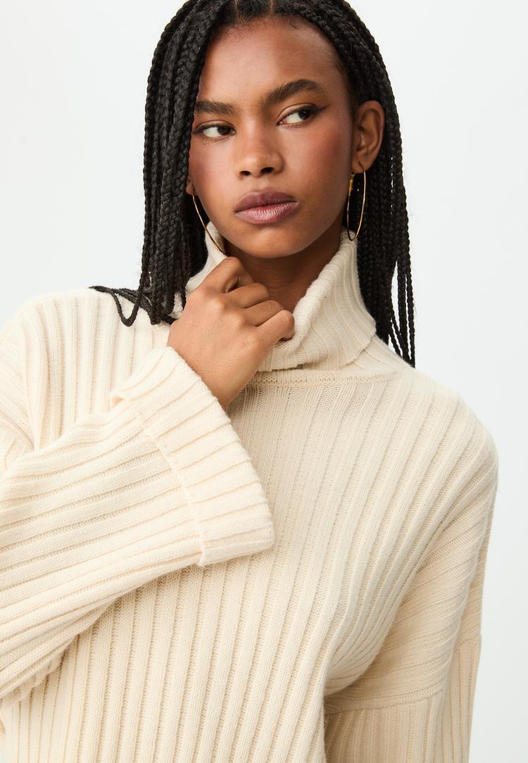 knit jumper with raised neck