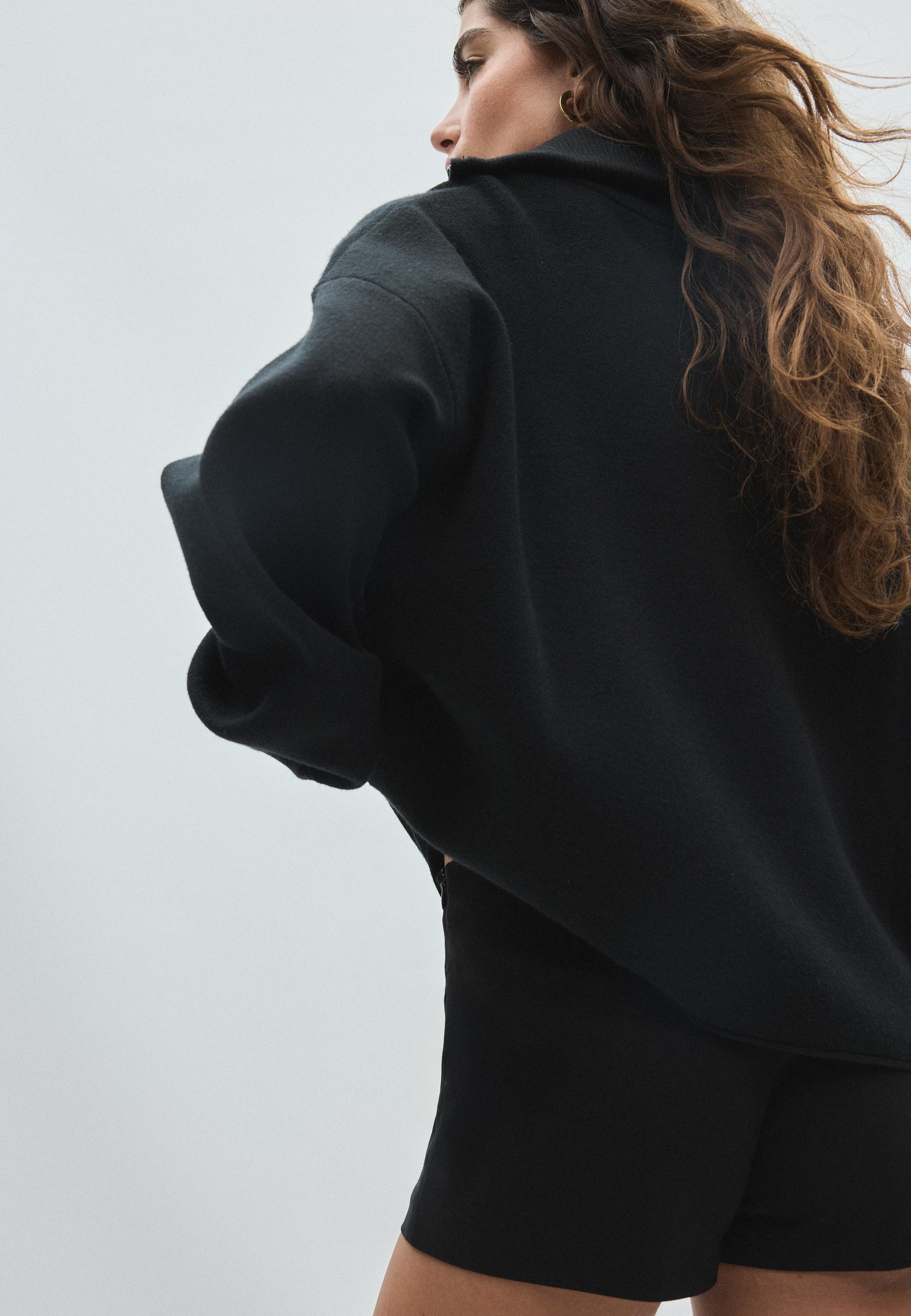 Knit jumper with zip — Black