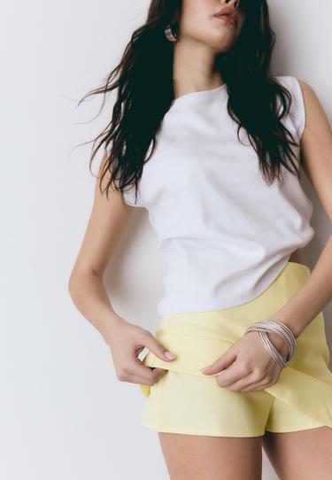 Side split skort — Pastel yellow 4