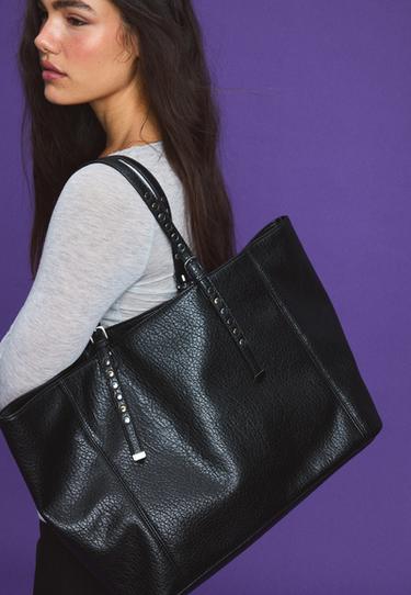 Studded handle shopper bag — Black 4