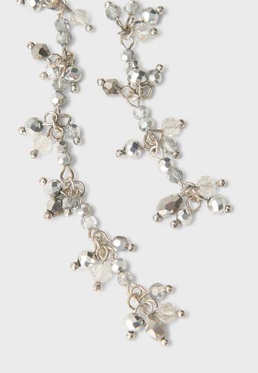 Beaded chain dangle earrings — Grey 5