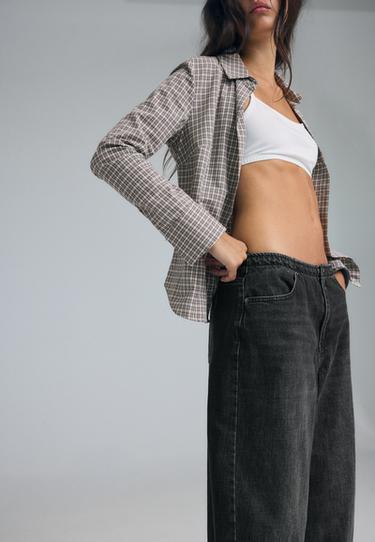 Barrel fit jeans with adjuster — BLACK DENIM WASH 6