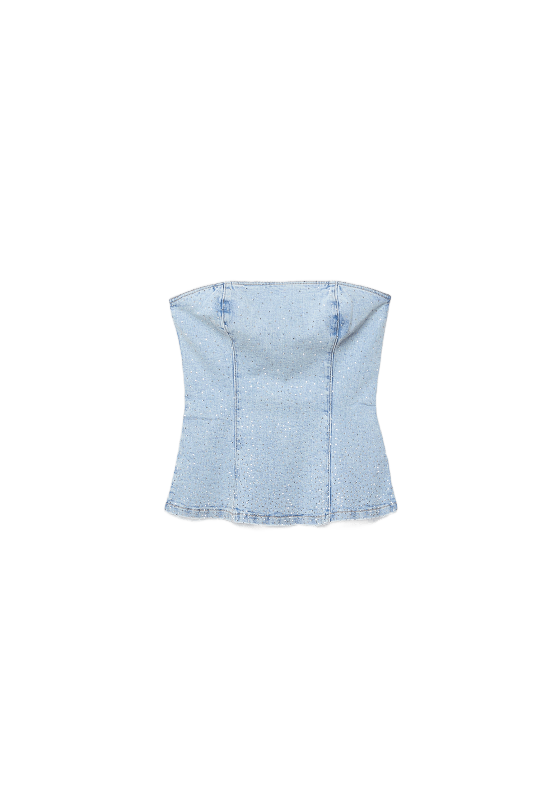 Parıltılı denim büstiyer üst