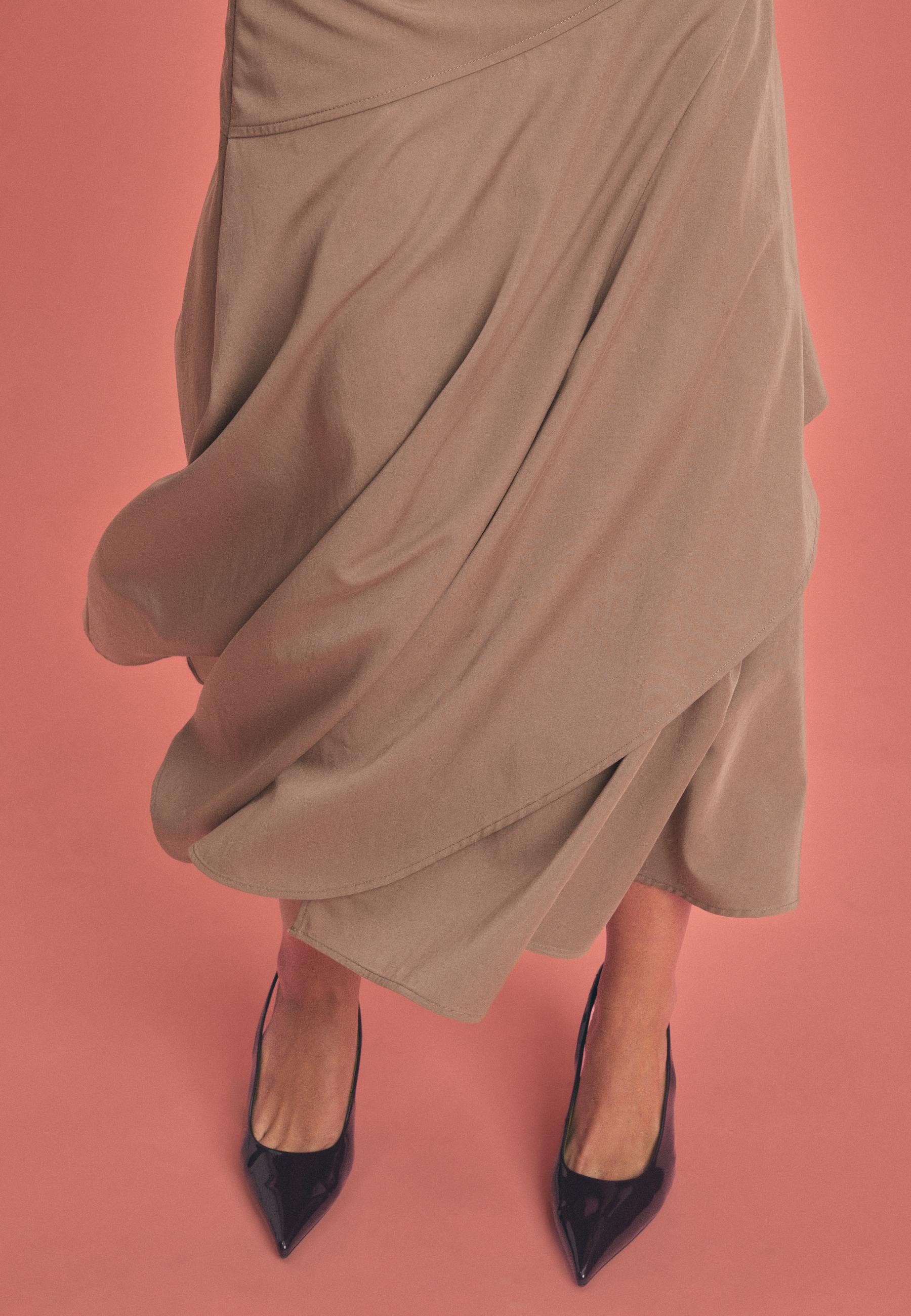 Layered midi skirt — Stone
