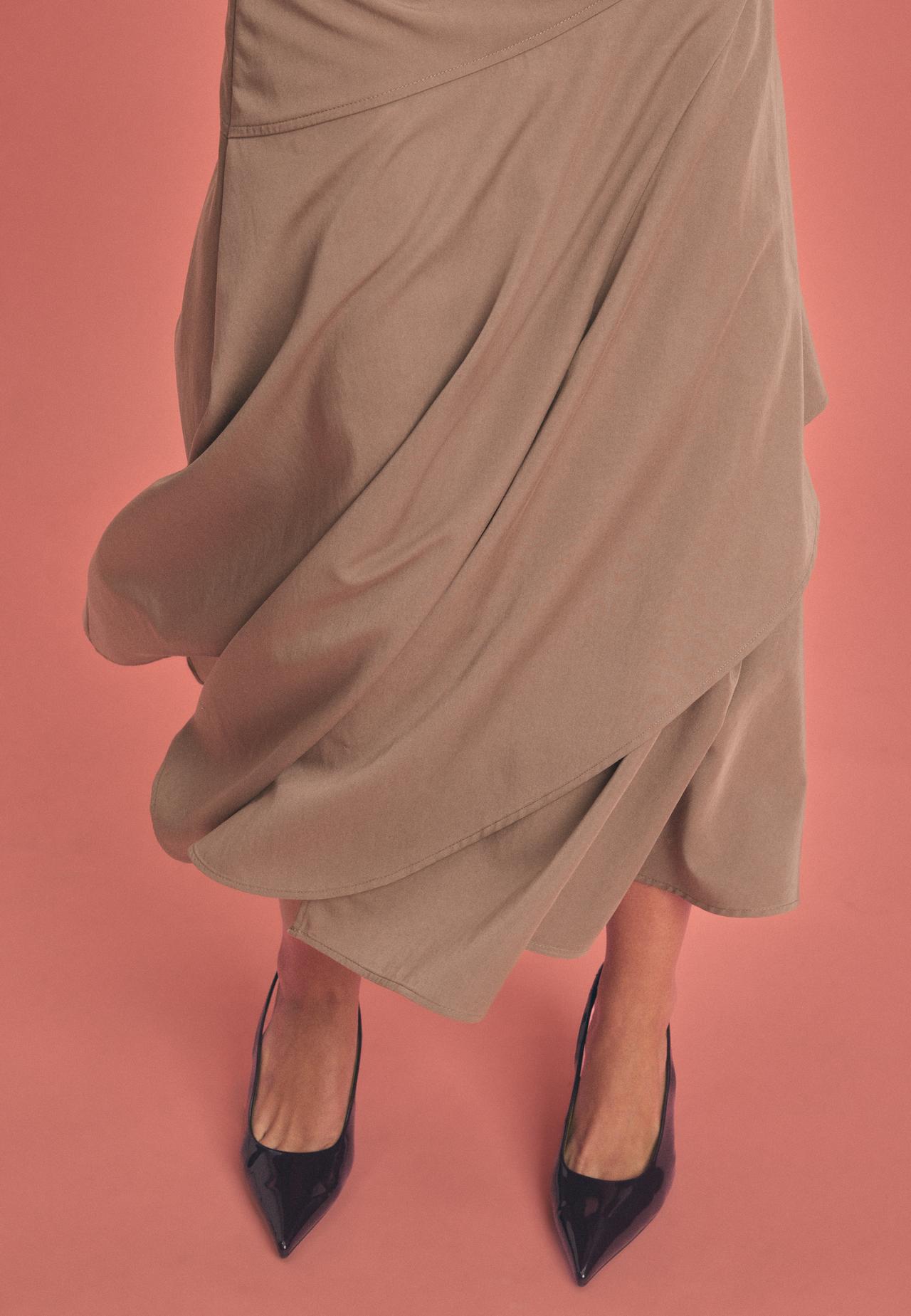Layered midi skirt — Stone