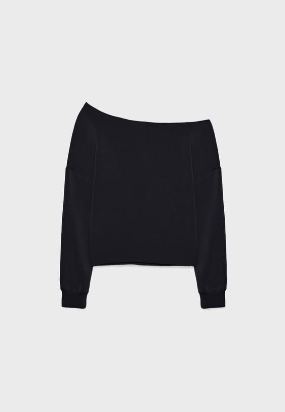 Yumuşak dokulu, açık omuzlu sweatshirt - Görsel 8