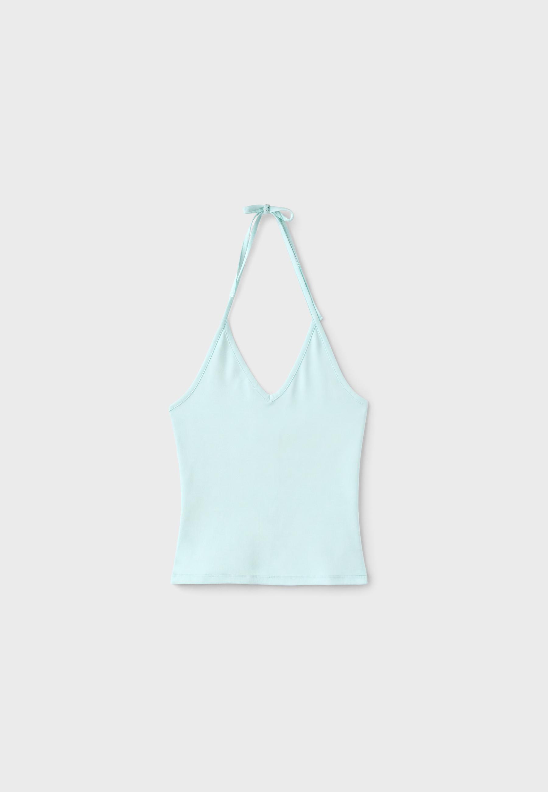 Fitted halter top — Turquoise
