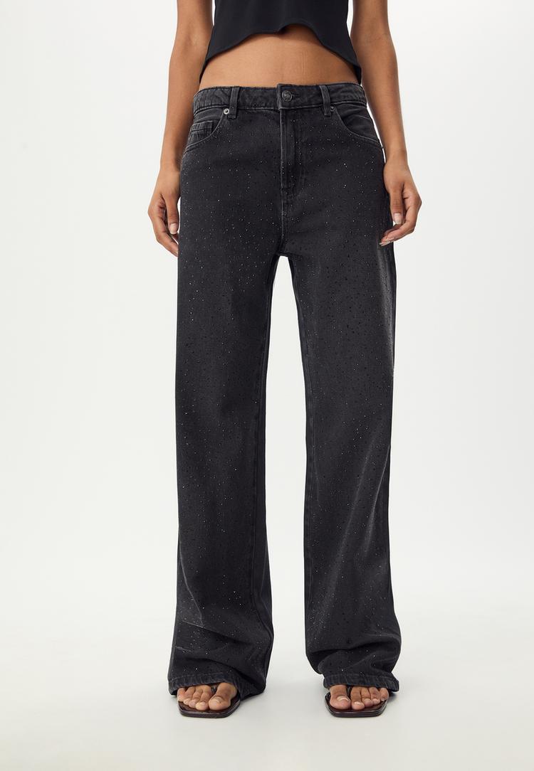 jeans straight fit brillos