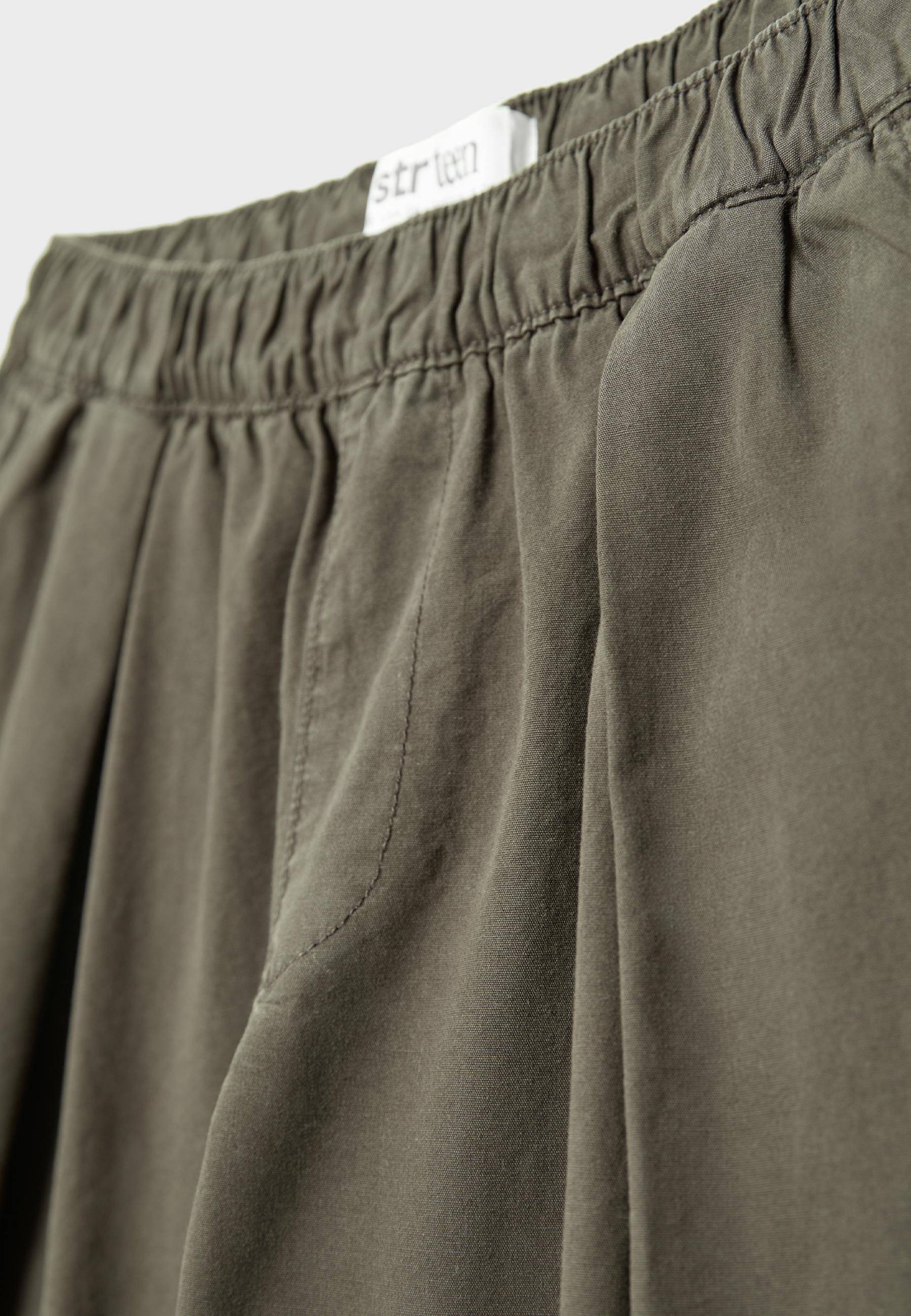 Barrel poplin trousers with stoppers — Khaki