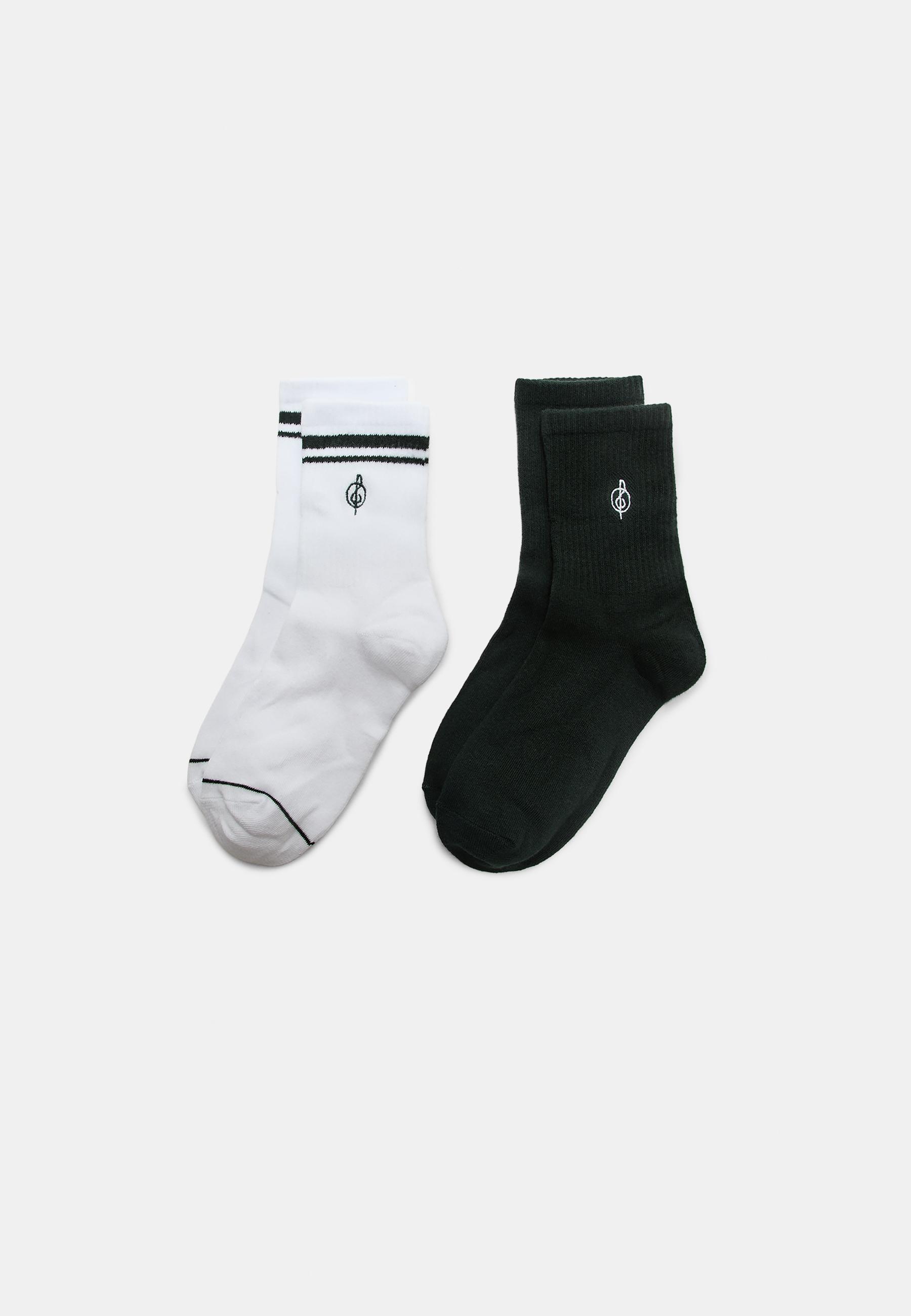 Lot de 2 paires de chaussettes à rayures et brodées