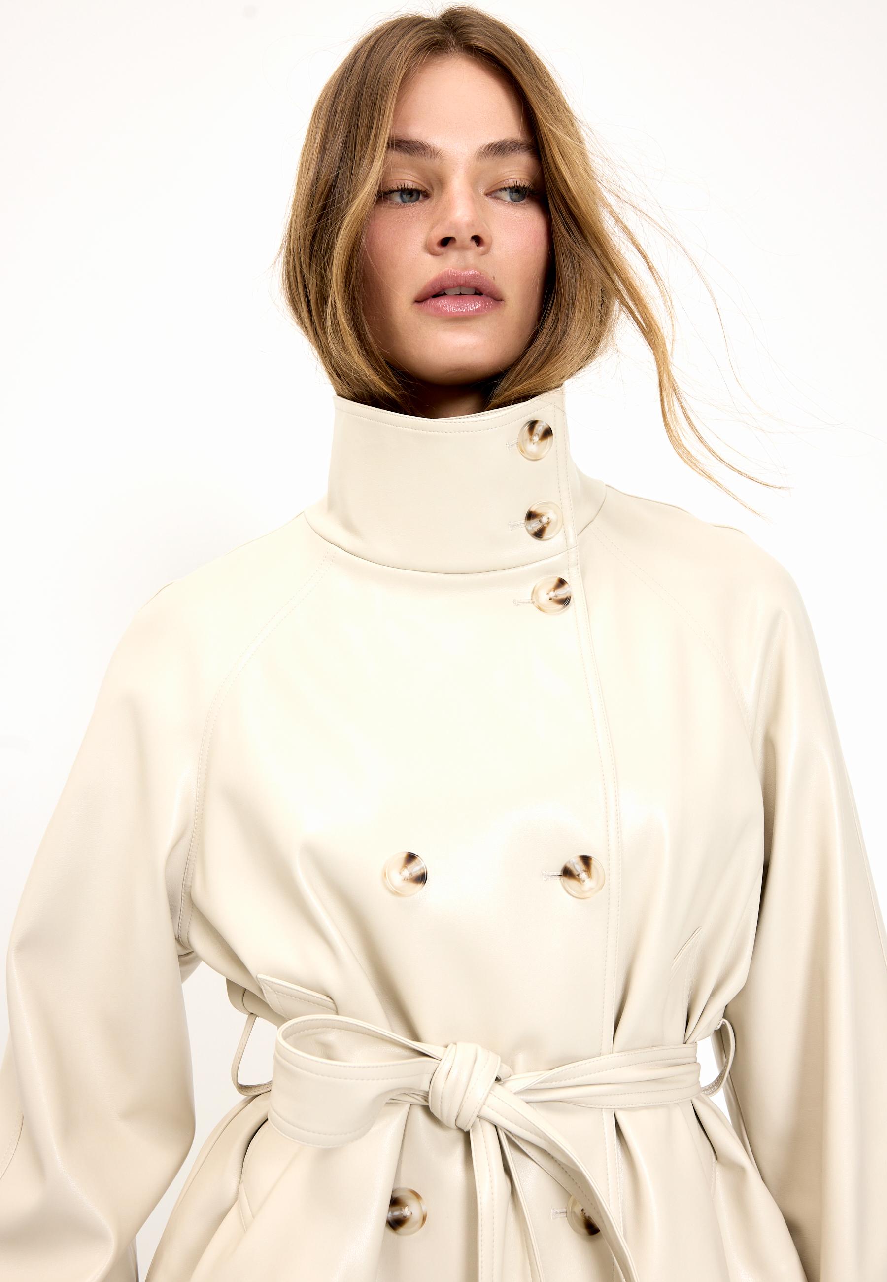 High neck leather effect trench coat - Women's fashion | Stradivarius United Kingdom