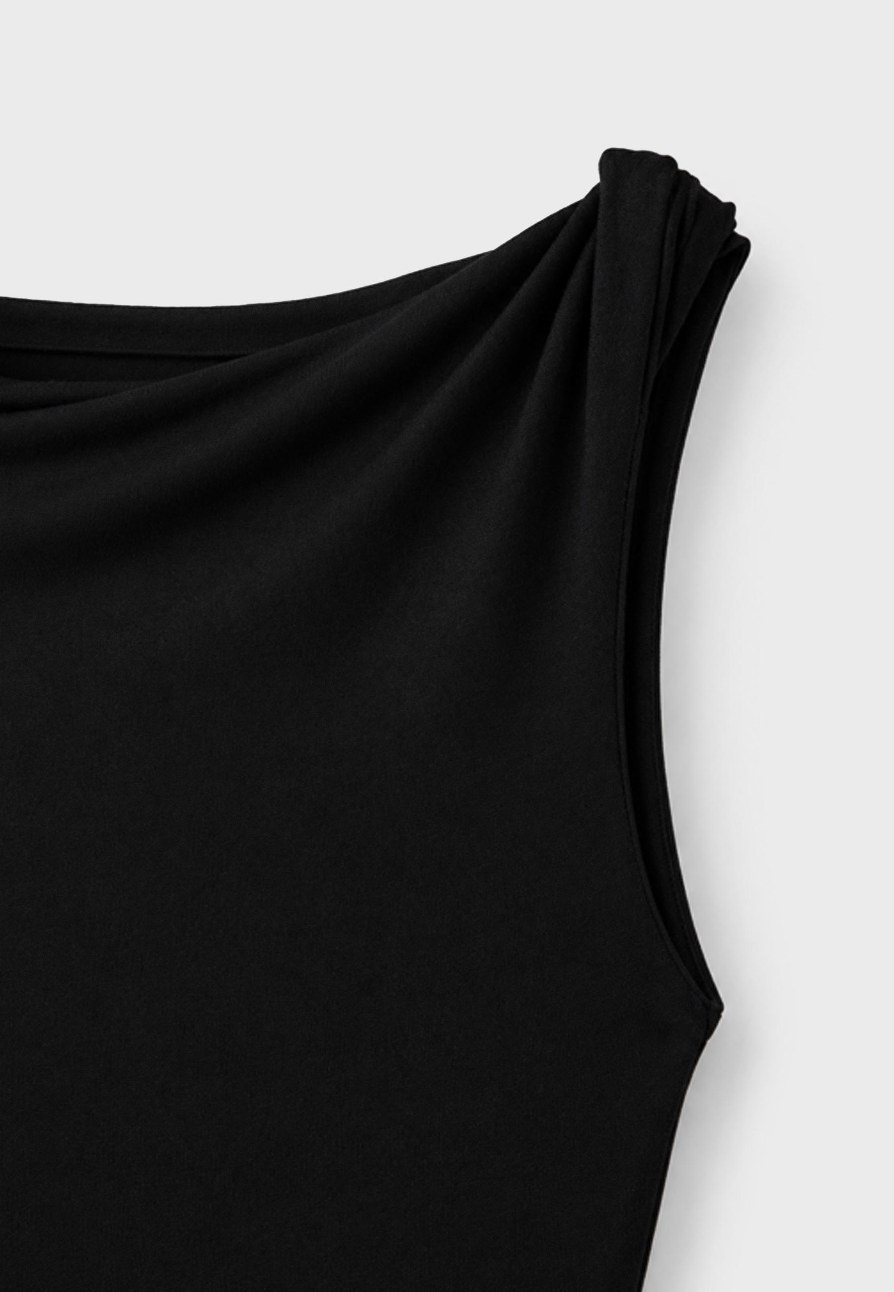 Asymmetric gathered T-shirt — Black