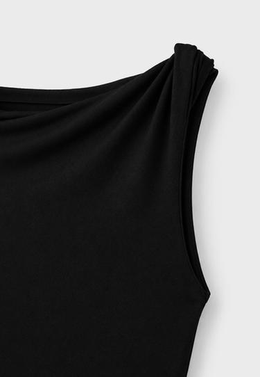 Asymmetric gathered T-shirt — Black 9