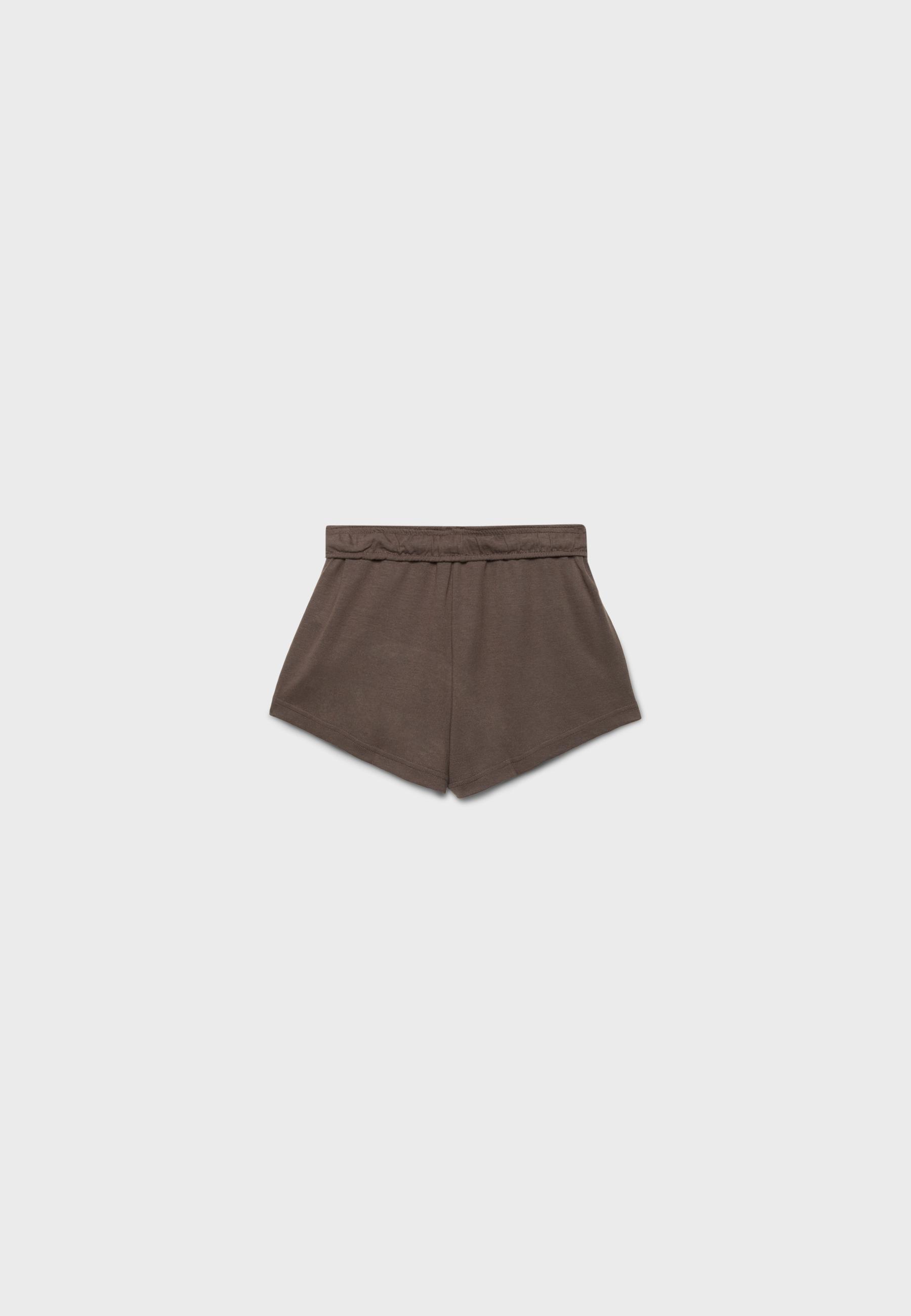 Turn-up waist mini shorts — Brown