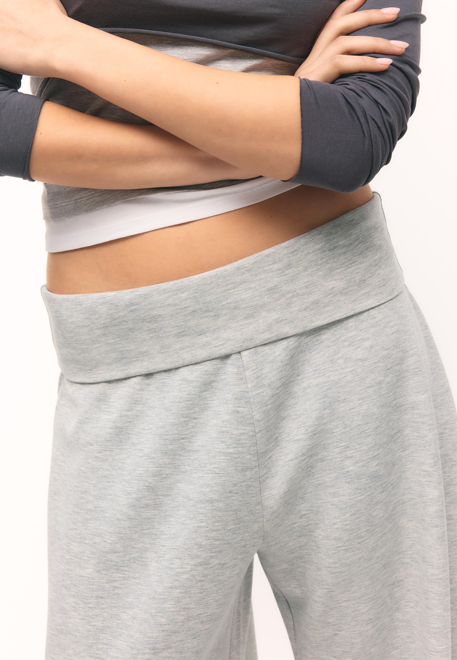 Soft-touch balloon jogger trousers with turn-up waist — Grey melange