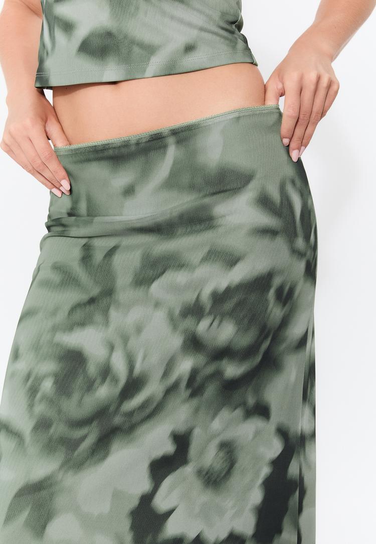 falda midi tul estampado