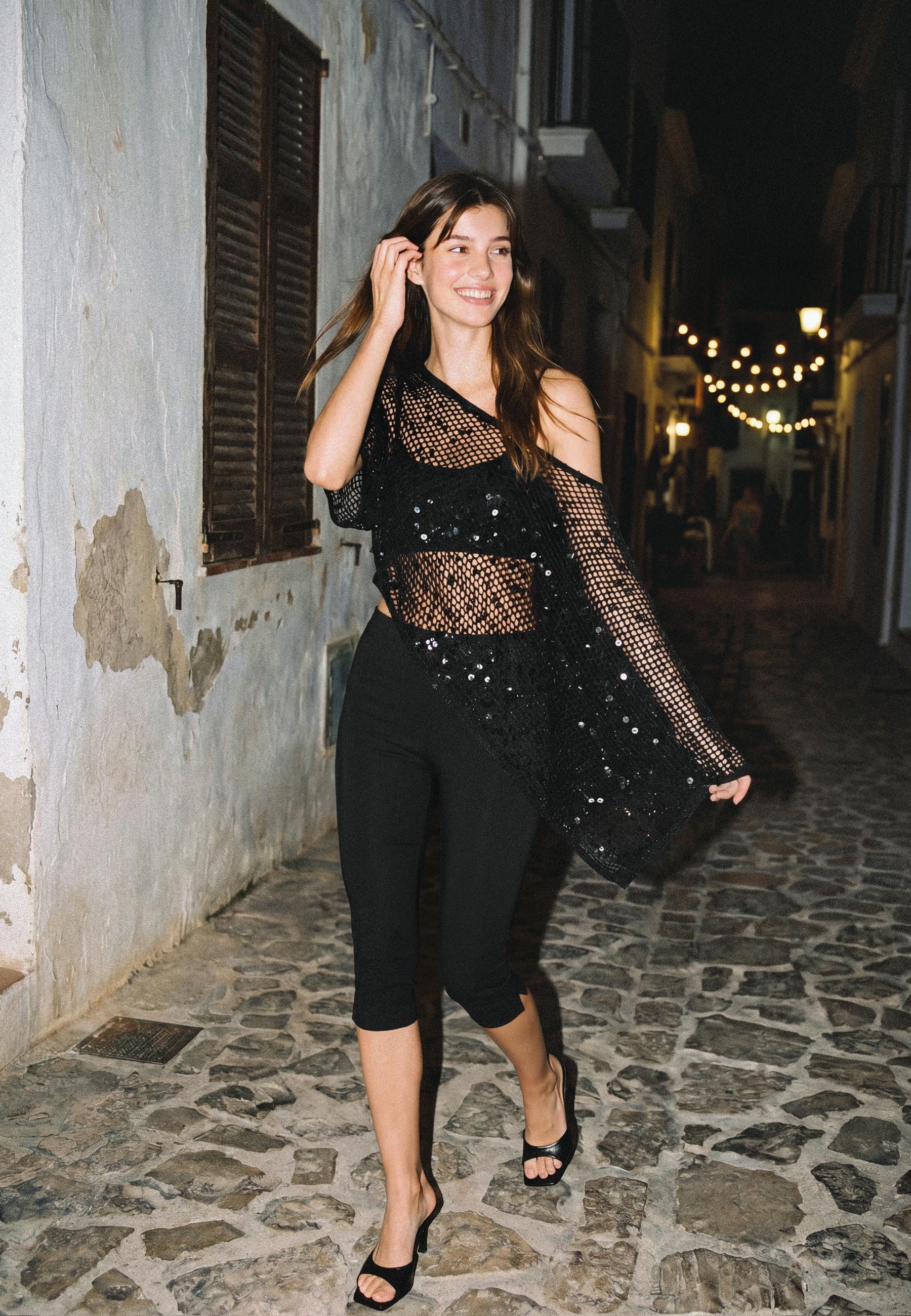 Leggings capri con dettaglio elastico