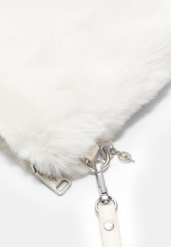 Stradivarius Faux Fur Toiletry Bag Ecru Os