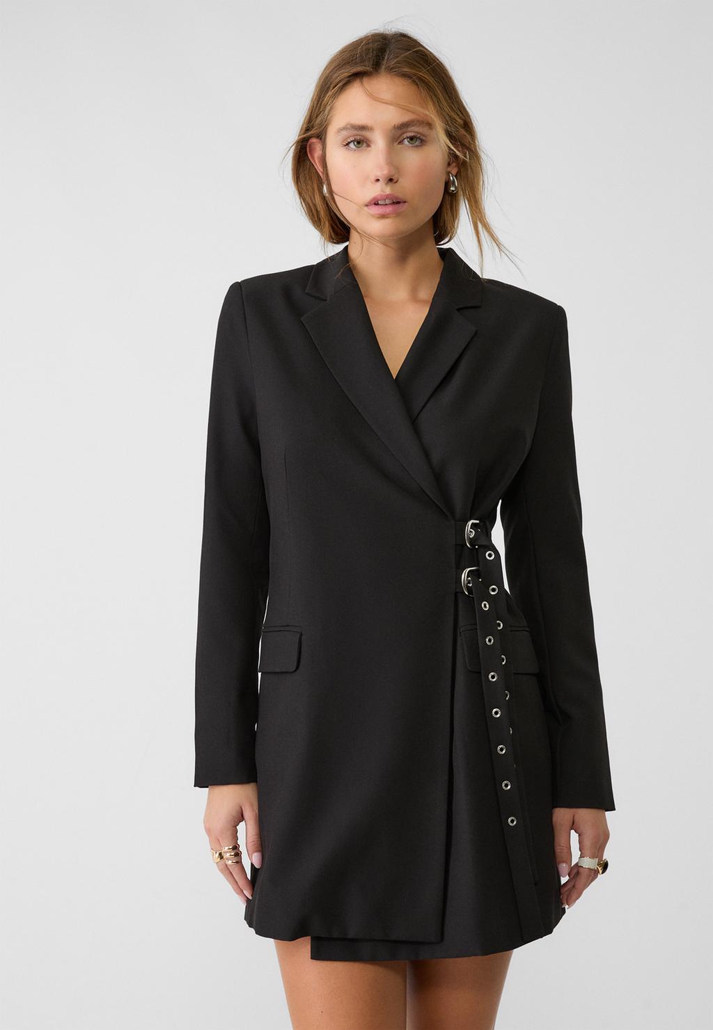 Blazer dress with buckles