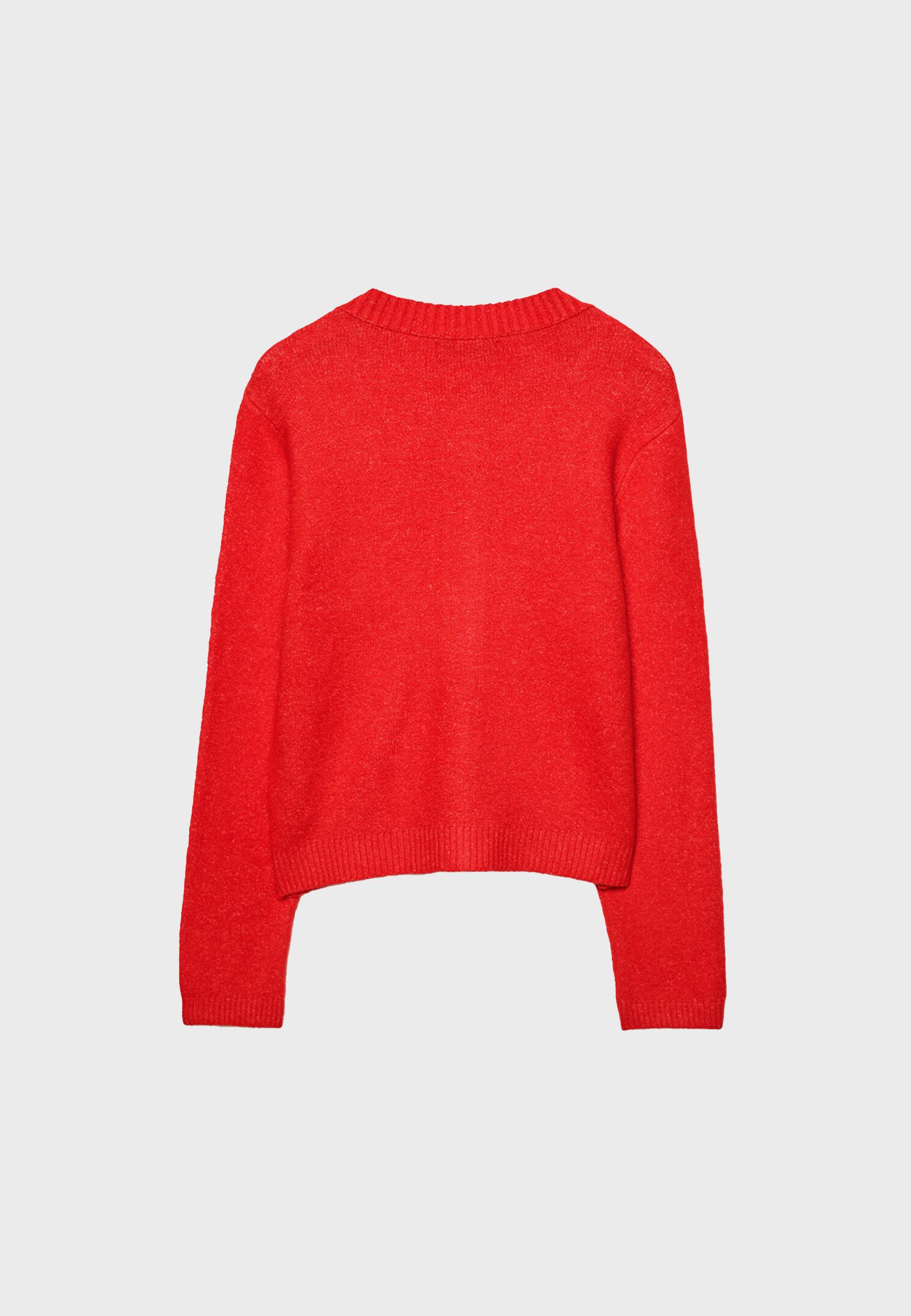 LOONFUNG Star Embroidered Knit Botton Up on sale Red Cardigan