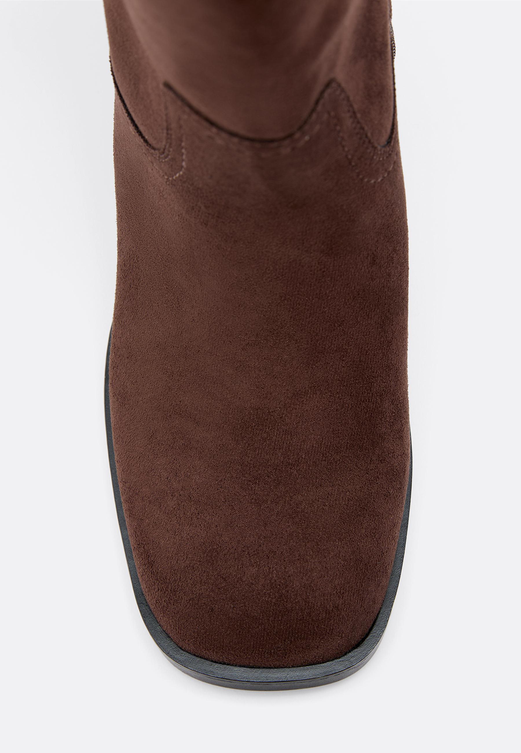 Faux suede high-heel boots — BROWN