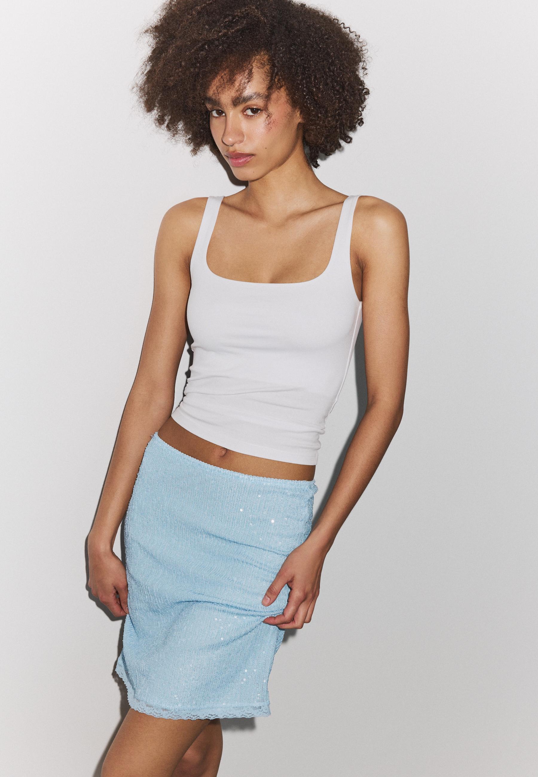 Sequin midi skirt — Sky blue