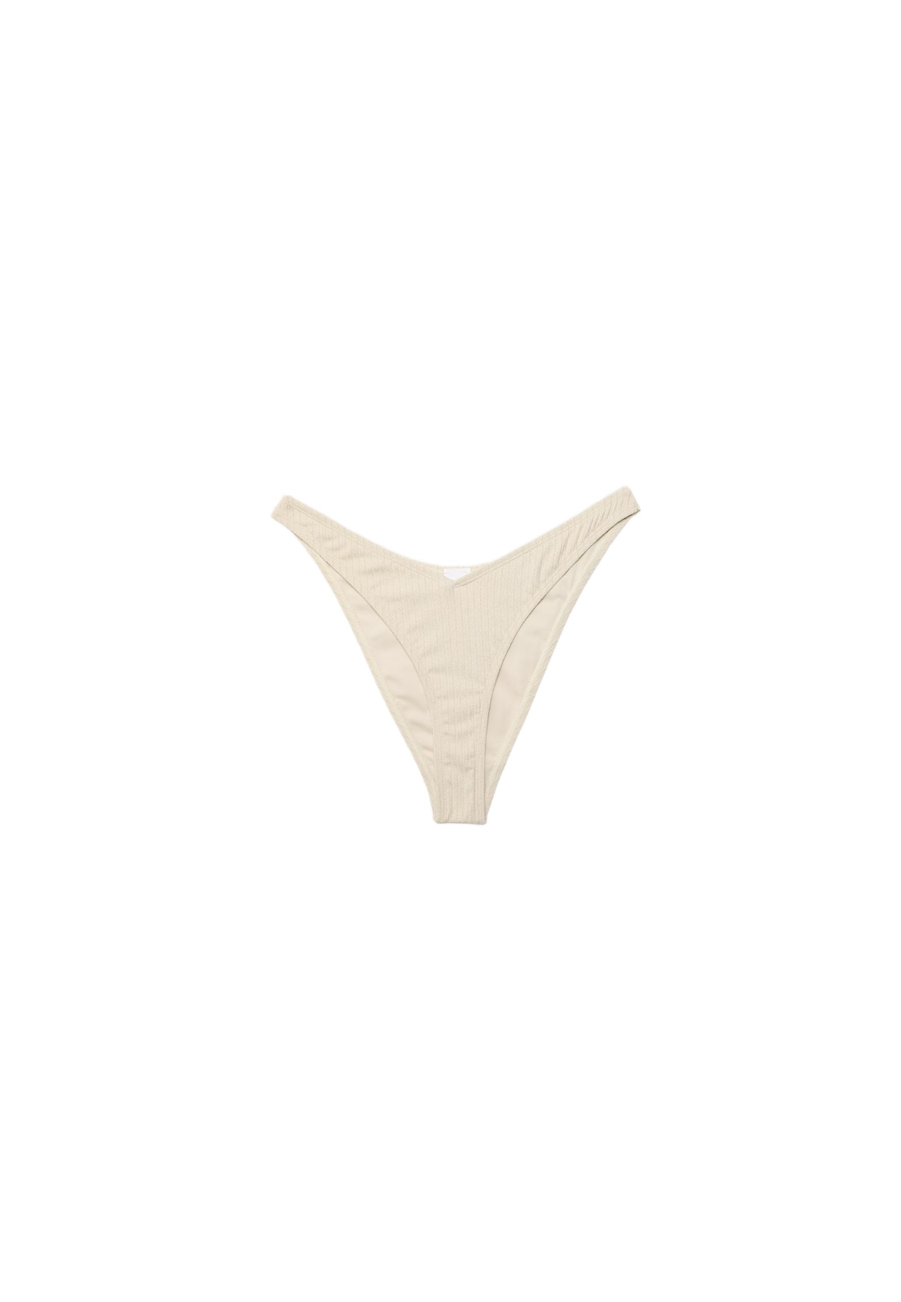 Ribbed Brazilian bikini briefs with glitter thread — Ecru