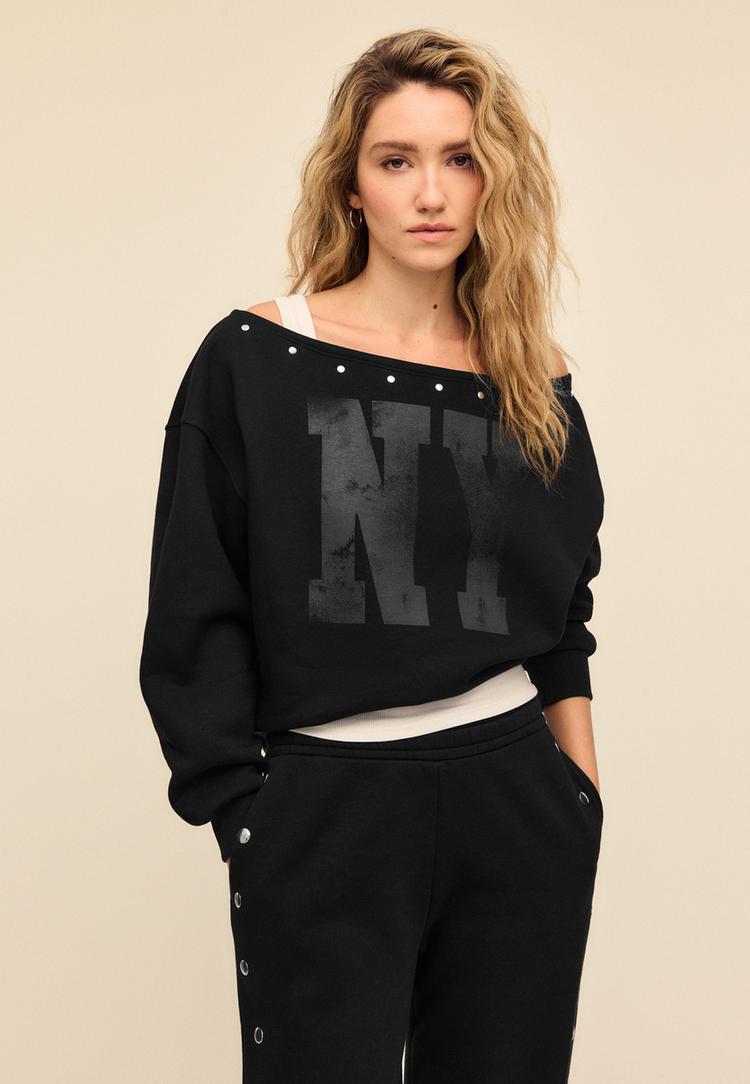 Stradivarius Φούτερ Με Τρουκς Μαύρο Xs