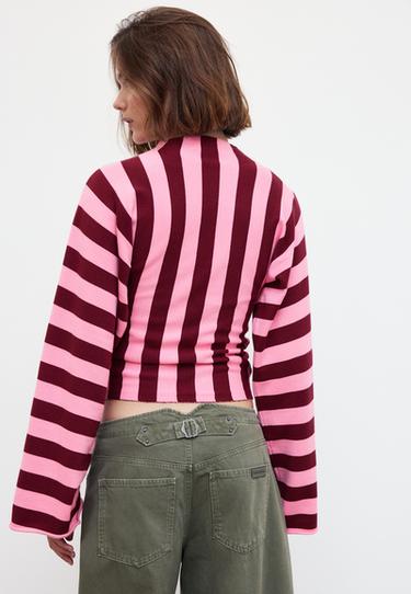 Knit jumper with kimono sleeves and stand collar — Bubblegum pink 5