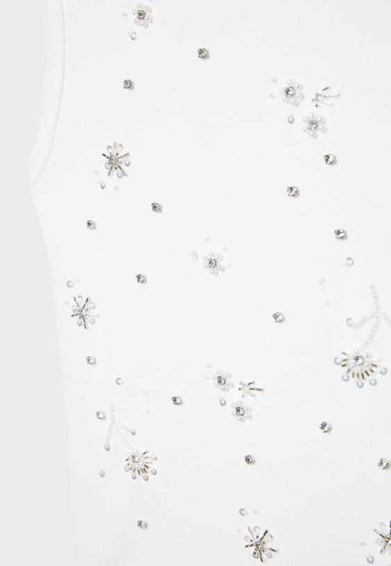 Mücevher detaylı çapraz askılı atlet - Görsel 8