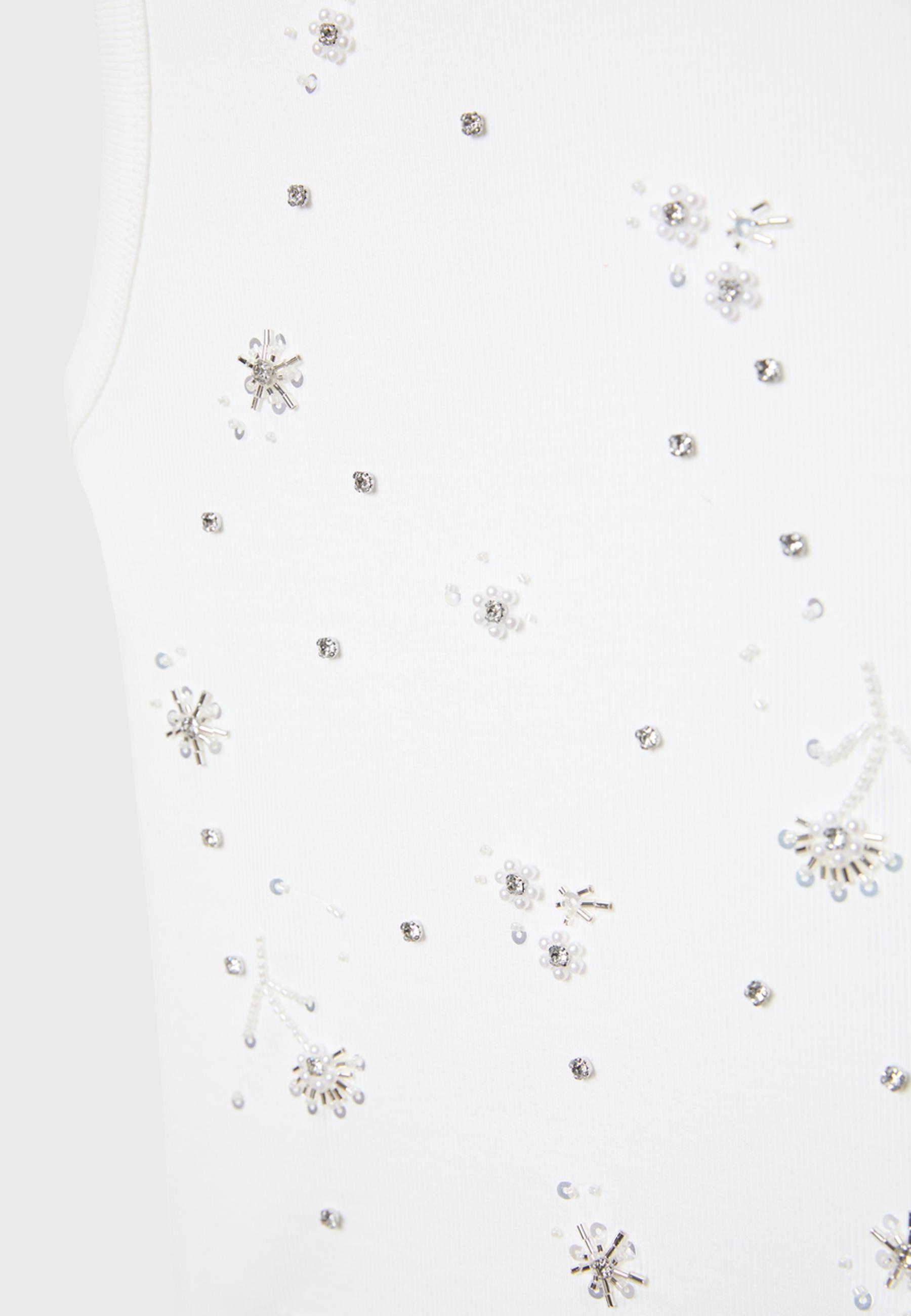 Jewelled racerback T-shirt — White