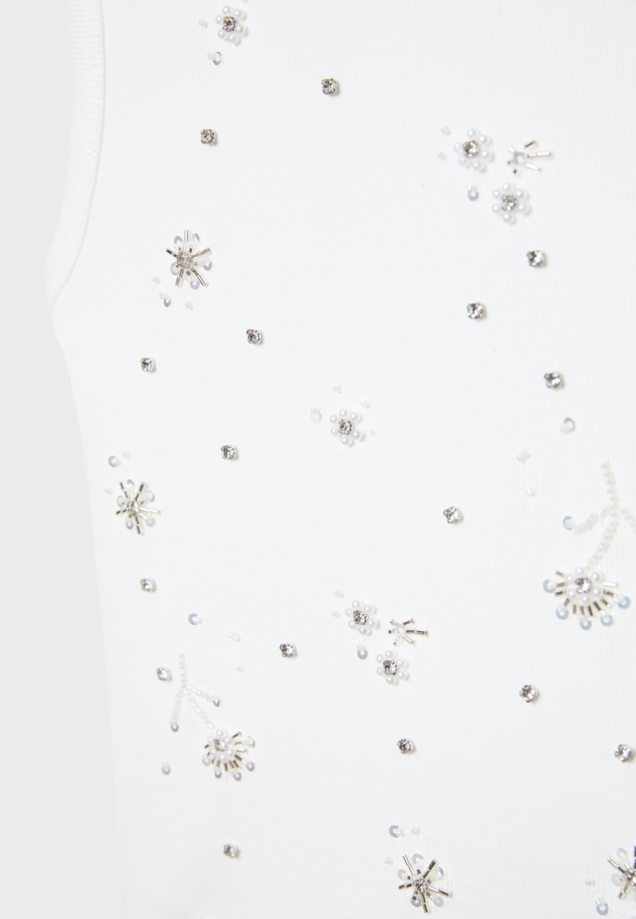 Jewelled racerback T-shirt — White
