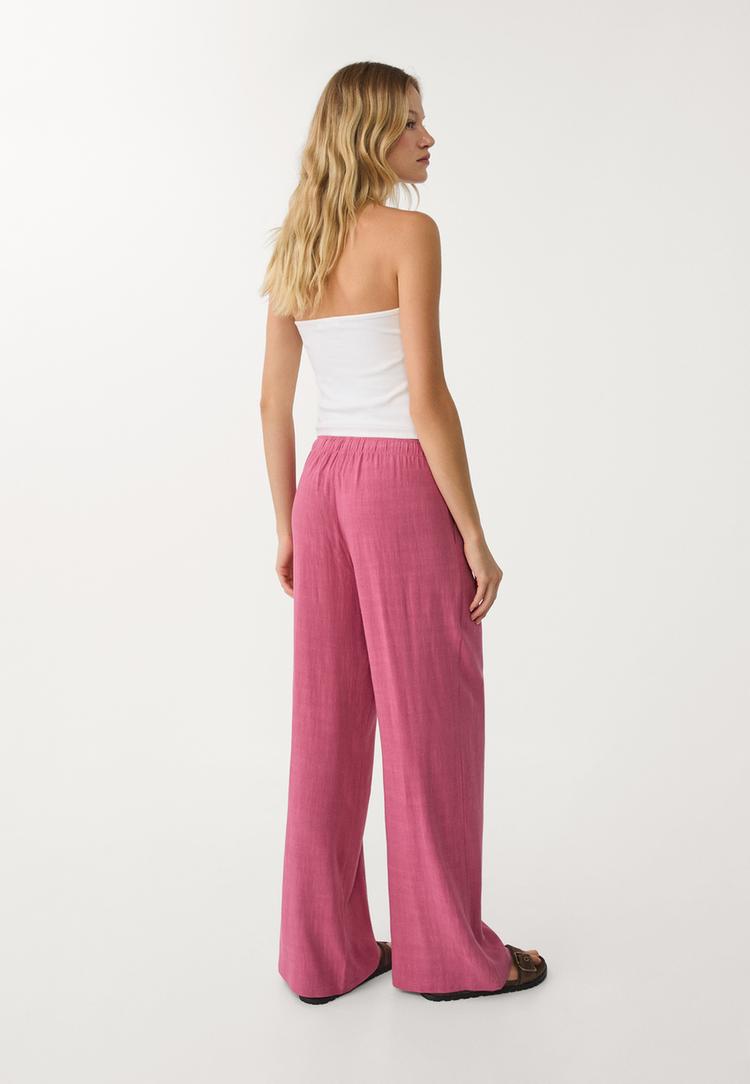 pantalon fluido con lino