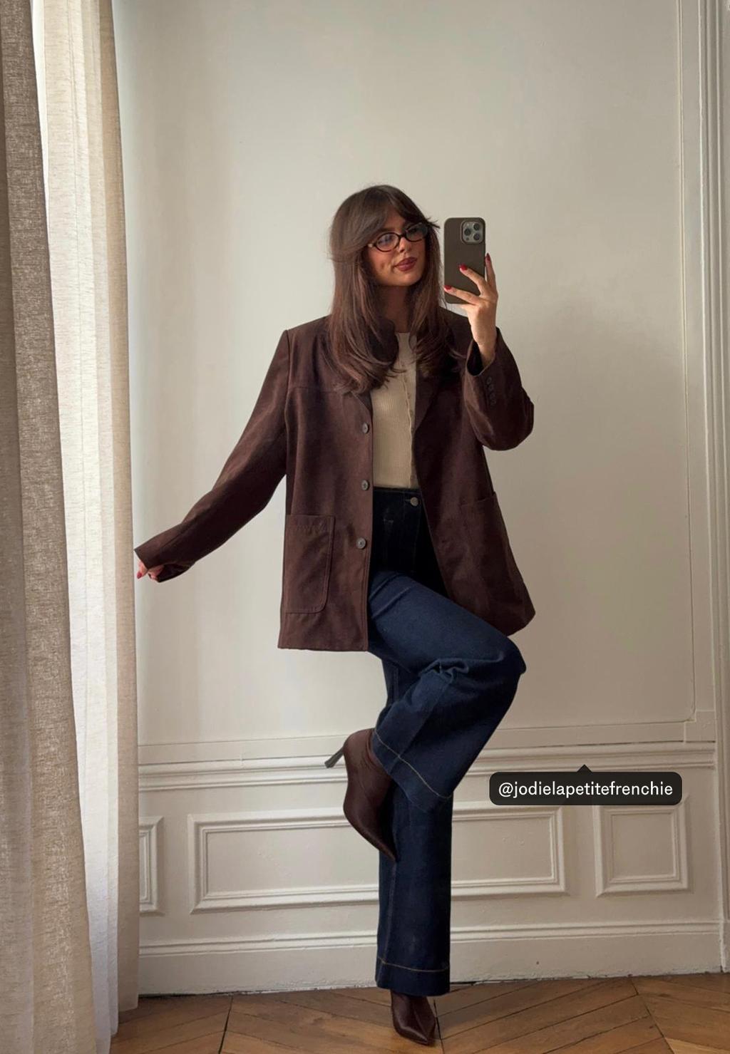 Regular kesim suni süet blazer ceket