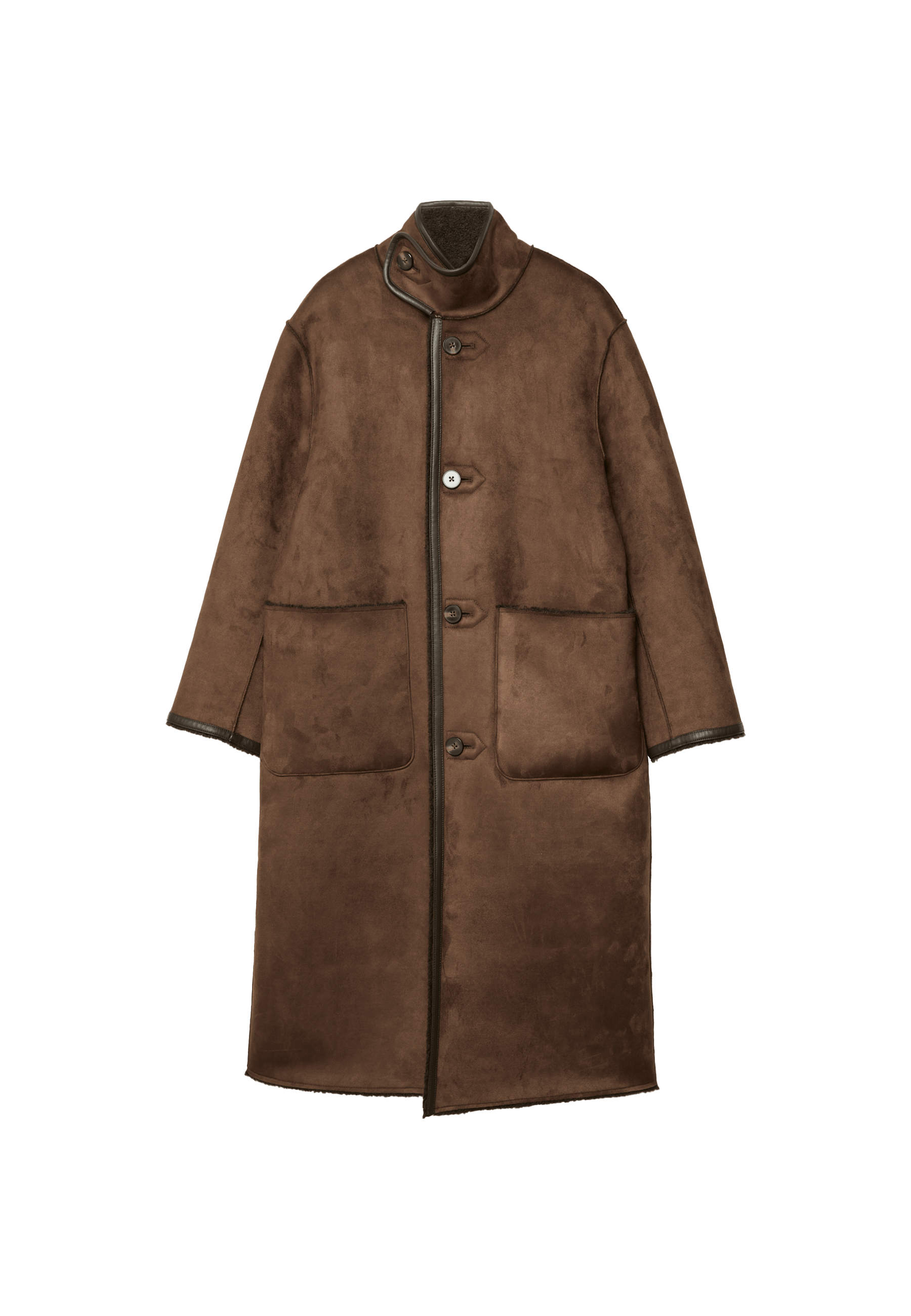 Long reversible double-faced coat — Brown