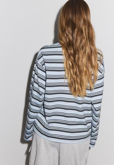 Striped long sleeve T-shirt — Sky blue 5