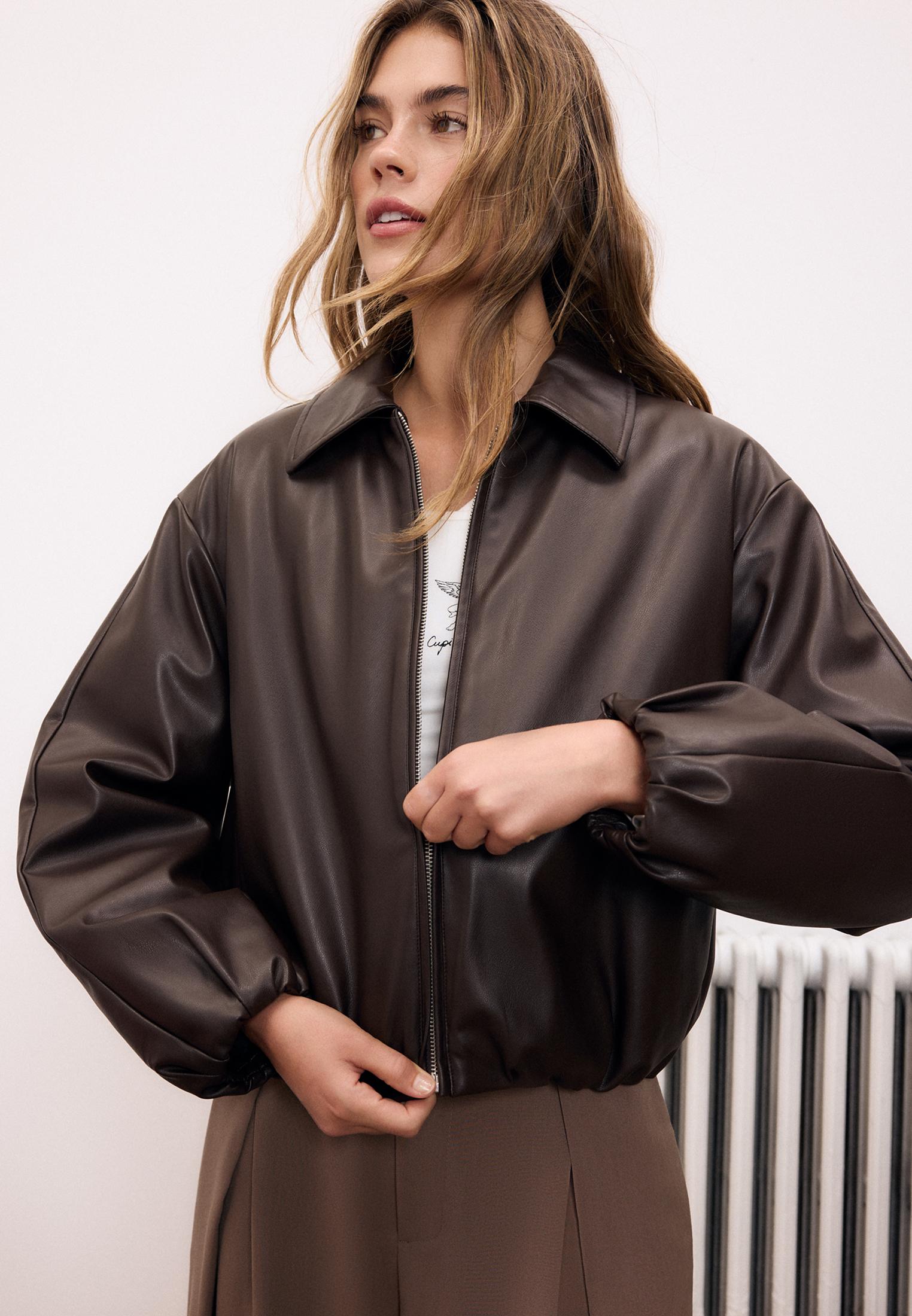 Stradivarius Suni deri dolgulu bomber ceket