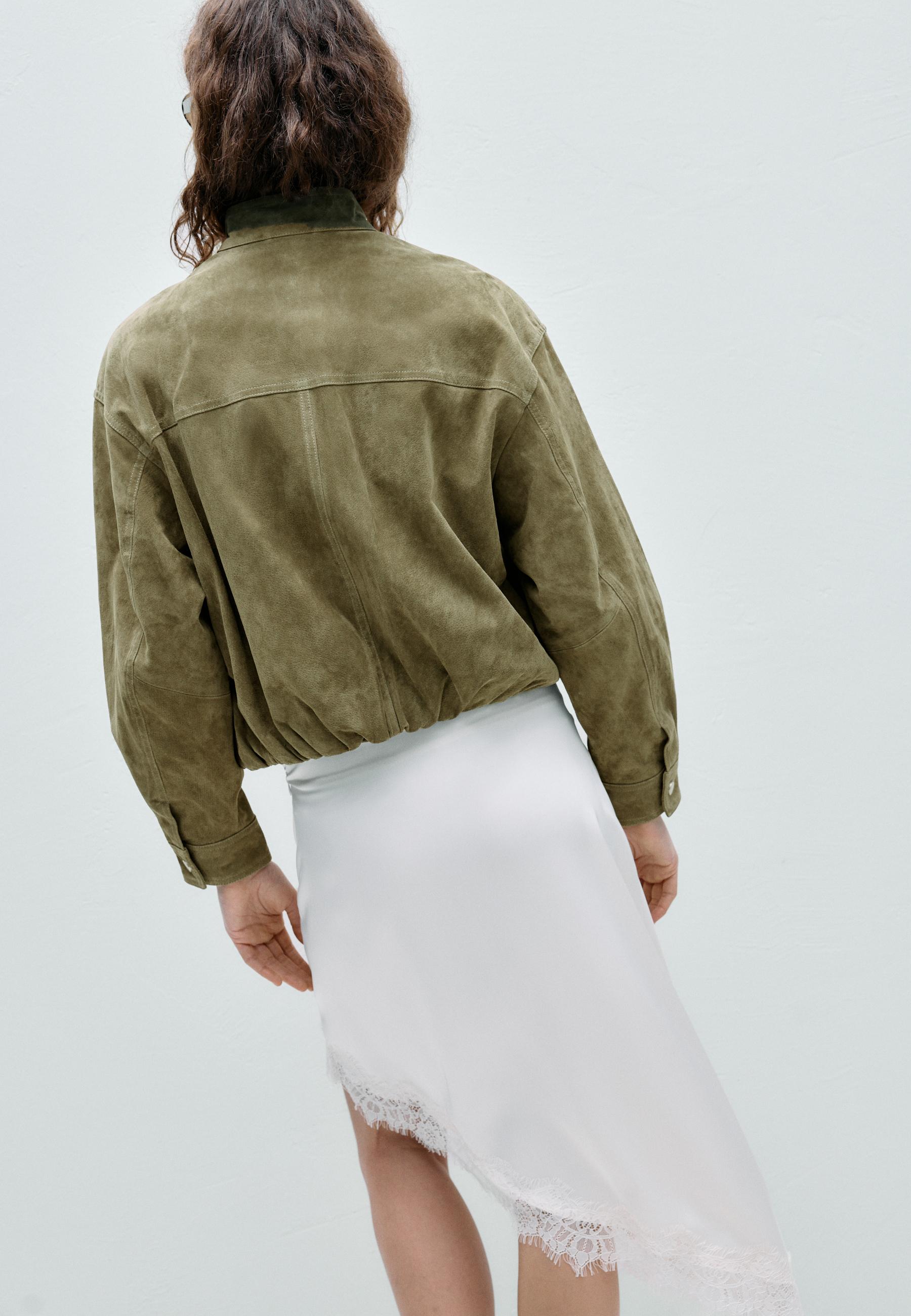 Leather jacket with pockets — Khaki