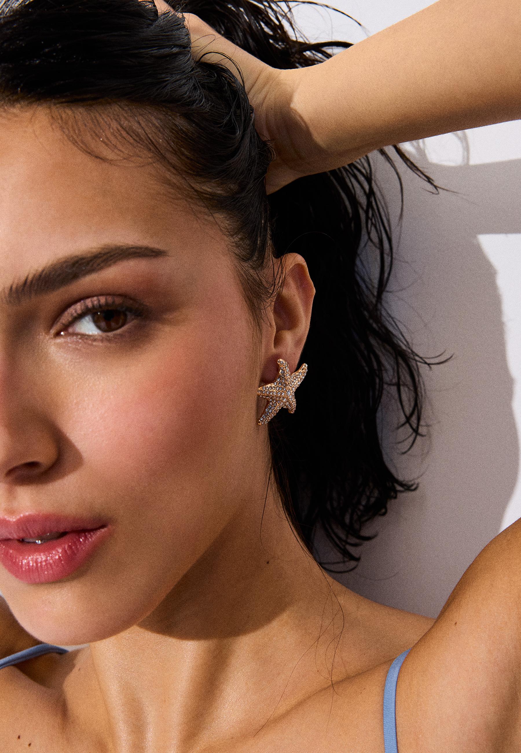 Parlak taşlı denizyıldızı küpe - Görsel 4