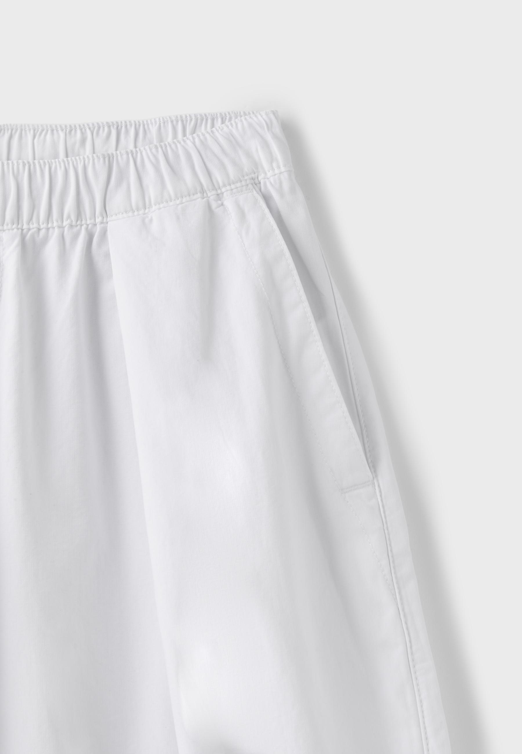 Barrel poplin trousers with stoppers — White